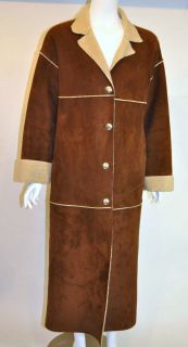 LN Ralph Lauren Long Brown Western Style coat Faux Suede Shearling