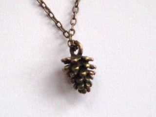 Teeny Weeny Pine Cone Long Chain Charm Necklace