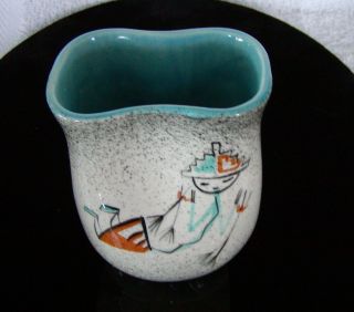 Vintage Loma of Arizona Pottery Kachina Vase 1950s RARE