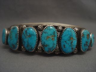 Wondrous Old Navajo Lone Mountain Turquoise Silver Bracelet