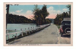 Vintage Postcard State Highway Loon Lake Adirondack Mountains NY New