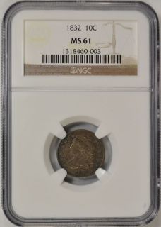 1832 Capped Bust Dime NGC MS61