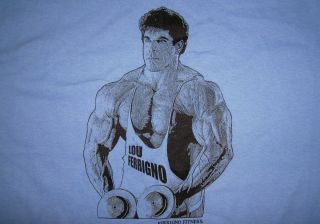 Lou Ferrigno Fitness T Shirt Vtg Incredible Hulk Bodybuilder Pumping