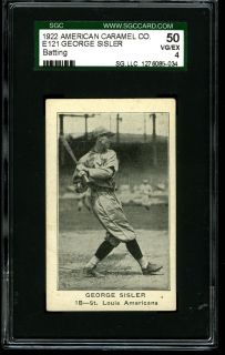 1922 E121 American Caramel George Sisler Batting St Louis SGC 4