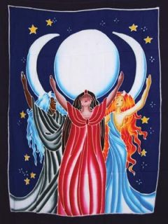 Triple Moon Goddess Banner Sarong Tapestry Celtic Wicca