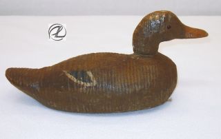 Antique Duck Decoy Glass Eye Wood Vintage EARLY Brown Hand Carved