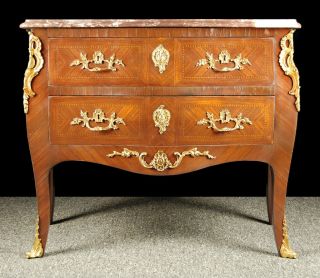Bronze French Chest Table Inlaid Ormolu Louis IV Vintage