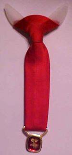 Vintage Red Satiny Tie w Loyal Order of Moose Pendant
