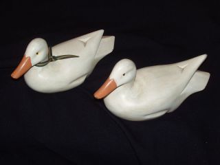 Lowenthal Wood Duck Decoys 2 White Ducklings Signed