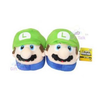 Super Mario Bros Kids Luigi Grn Plush Slipper Slippers