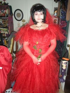 Lydia from Beetlejuice Red Wedding Dress Handmade Halloween Costume