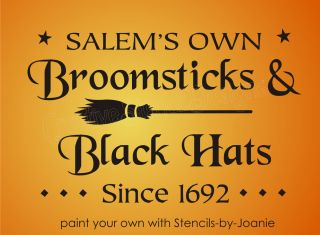 Stencil Salem Broomsticks Black Hats Witch Wicca Signs
