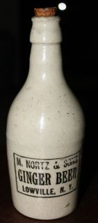 Nortz & Sons Ginger Beer Stoneware Bottle Lowville NY Mint Original