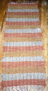 Shaggy Rag Rug Runner Recycled Material Rust Grey Mix 5 0911