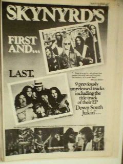 Lynyrd Skynyrd First Last 1978 RARE Poster Size Advert