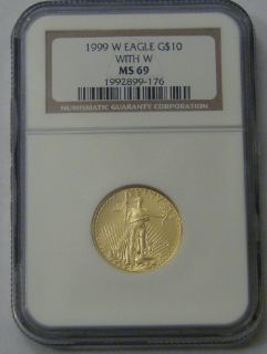 1999 w NGC MS69 $10 1 4 oz Gold Eagle Unfinished Proof Die Error