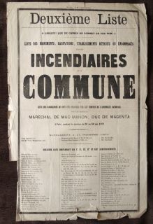 French Broadside Paris Commune Marshal MacMahon List No 2 of 4