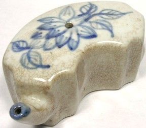 Antique 19thC Chinese Blue White Porcelain Ink Well