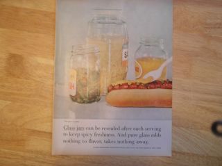 1959 Glass Jar Ad Hot Dog Mustard Relish 7 Sauerkraut