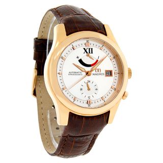 Magnus San Paulo Rose Gold Brown Leather Band Automatic Watch