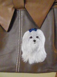Maltese Hand Painted Handbag Purse Dog Art