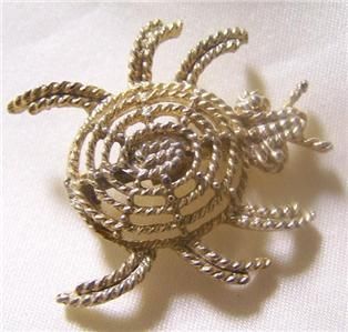 Vintage Mamselle Costume Jewelry Gold Bug Brooch Pin