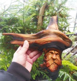 Wood Spirits Carving Magic Wizard Cabin Gnome Forest Lodge Art OOAK