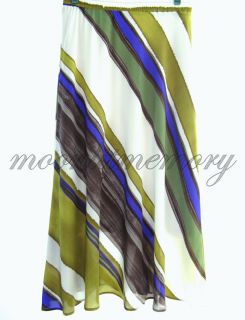Silk Skirt New Size L XL Manteo Maxi Stripes Chiffon Bias Cut