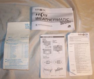 Minolta Vectic Weathermatic Zoom 35mm Camera Manual