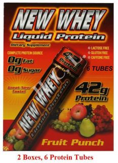 Boxes IDS New Whey 42g Liquid Protein Fruit Punch, 6 Tubes Each, (12