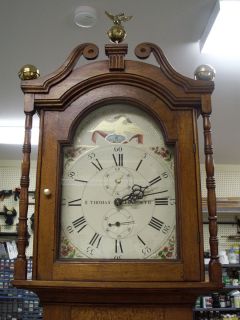 Tall Case Seth Thomas Walnut Birdseye Maple Grandfather Clock