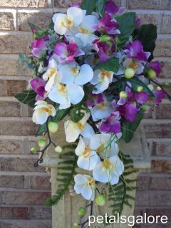 PC Tropical Orchid Cascade Bridal Wedding Bouquet Set