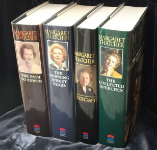  RARE SUPERB SET OF FOUR MARGARET THATCHER HAND SIGNED FIRST EDITIONS