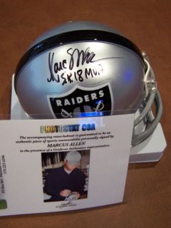 Raiders Marcus Allen Signed Auto Mini Helmet SB 18 MVP Gridiron
