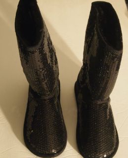 Marissa Sequin Boots Black Midcalf New 