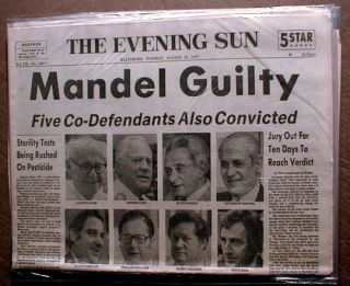  newspapers MARYLAND GOVERNOR MARVIN MANDEL Corruption Trial VERDICTS