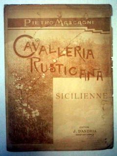 Cavalleria Rusticana Sicilienne Pietro Mascagni Music Note