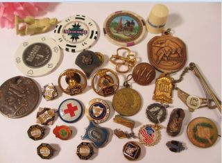 31 Piece Vintage Mens Jewelry Masonic Military Jewelry Service Pins