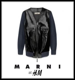 Marni for H M Black Patent Leather Jacket Front Zipped Size 12 EUR 42