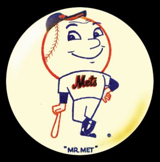 New York Mets Mascot Mr Met 1960s Repro 2 1 4 Pinback