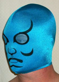 New Blue Black Spandex Kabuki Mask Pro Wrestling Made in USA