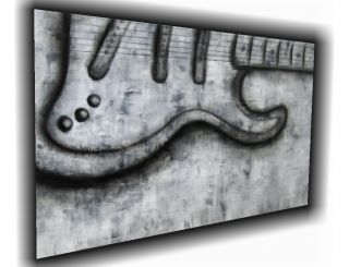 original guitar black white modern abstract painting art music Colleen