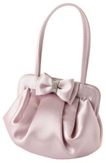 Classy Pink Satin Crystal Bow Bridal Handbag Purse