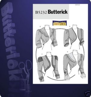 Butterick Victorian Era Bolero Jacket Sz 6 12 5232