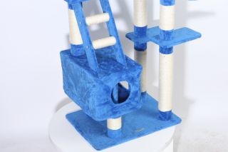 105H Blue Cat Tree Bed Toy House Condo Scratcher Pet Furniture Bed 20