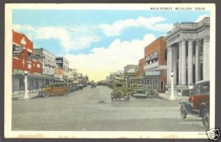 1931 Postcard Main Street Scene McAllen TX