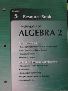 McDougal Littell Algebra 2 Chapter 5 Resource Book Paperback 2007