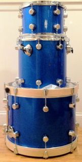 Custom Drum Workshop DW Collectors Series 3 PC Shell Pack Blue Sparkle