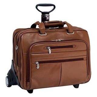 New McKlein USA R Series Ohare Leather Wheeled Laptop Case Brown
