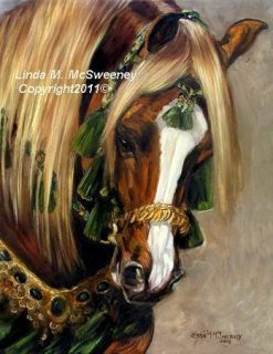 Linda McSweeney 8 x 10 Print Flaxen Arabian Mare Green Halter Horse